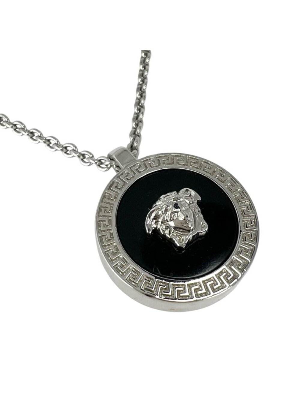 Versace Medusa Metal Silver Black Necklace